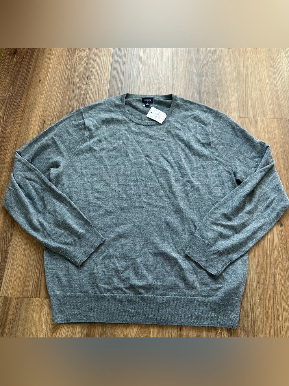 J.Crew Merino Wool Blend Crewneck Sweater Washable Mens Large Gray Preppy NWT